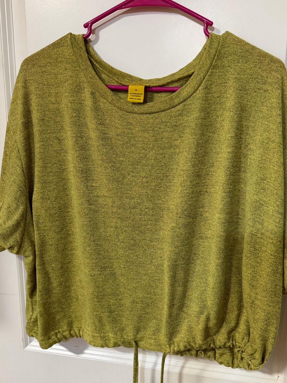 Daisy Olive Green Drawstring Hem Crop Top
